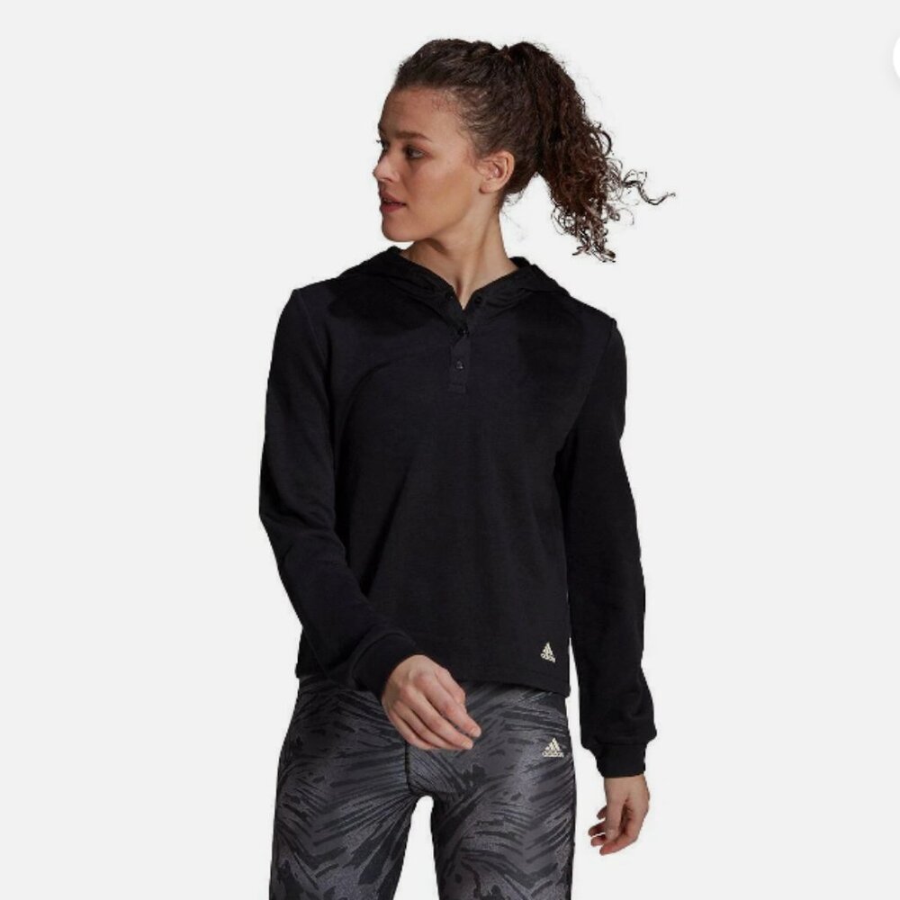 adidas‎ Women's Zoe Saldana Collection Pullover French Terry Hoodie Black Medium